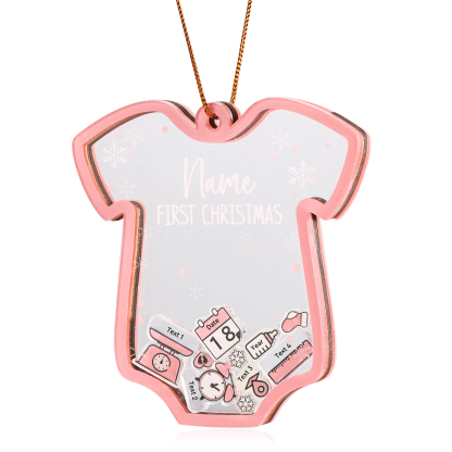 Personalized Baby's First Christmas Ornament 4 texts Name Date and Year Keepsake