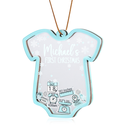 Personalized Baby's First Christmas Ornament 4 texts Name Date and Year Keepsake