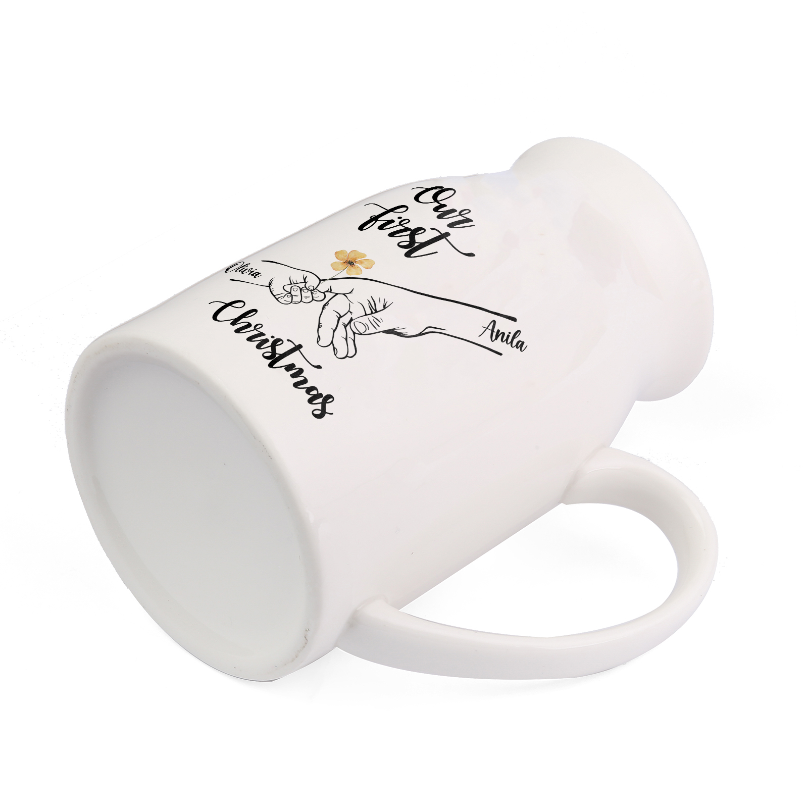 Personalised Holding Hands Ceramic Vase Custom 2 Names Gift for Mother - Our First Christmas