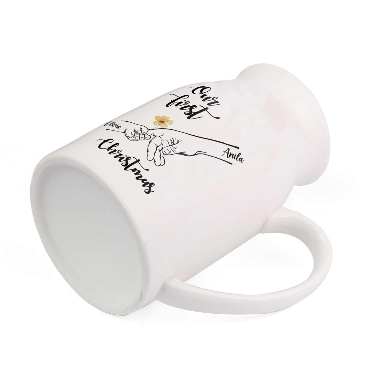 Personalised Holding Hands Ceramic Vase Custom 2 Names Gift for Mother - Our First Christmas