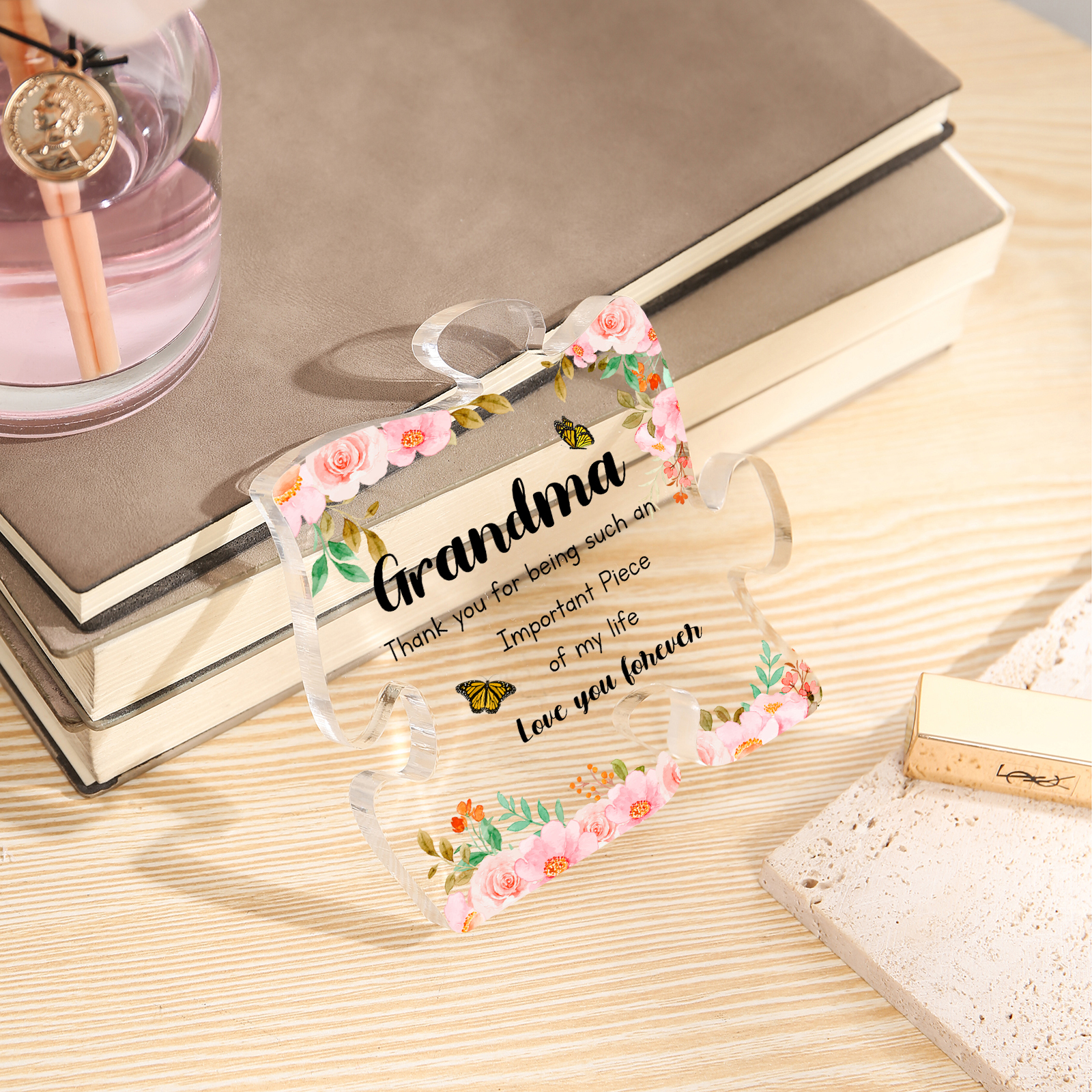 Personalized Acrylic Puzzle Plaque Custom Text Ornament Gifts for Grandma - Thank You For Being Such An Important Piece Of My Life