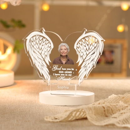 Personalized Angel Wings Memorial with Custom Name and Photo A Heartfelt Tribute
