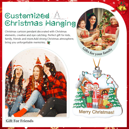 Personalized Wooden Family Christmas Ornament with Custom 3-5 Names Cookie House Ornament