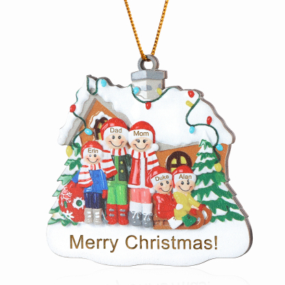 Personalized Wooden Family Christmas Ornament with Custom 3-5 Names Cookie House Ornament