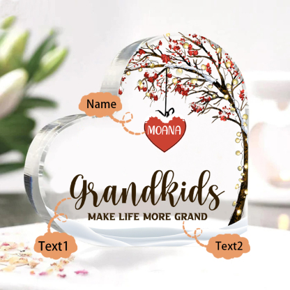 Family Tree Personalized Heart Acrylic Plaque with Custom 1-12 Names Sentimental Gift for Grandparents