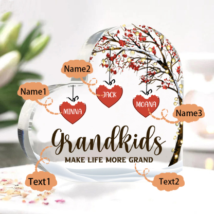 Family Tree Personalized Heart Acrylic Plaque with Custom 1-12 Names Sentimental Gift for Grandparents
