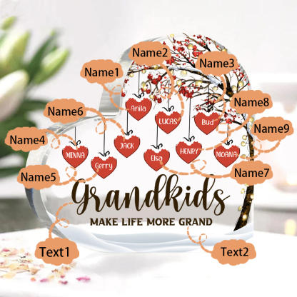 Family Tree Personalized Heart Acrylic Plaque with Custom 1-12 Names Sentimental Gift for Grandparents