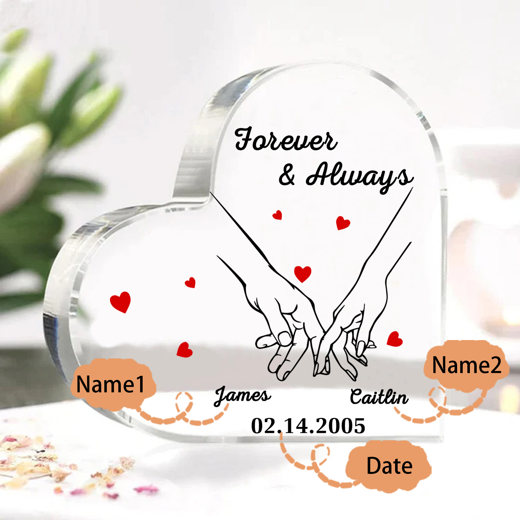Forever & Always Personalized Acrylic Plaque for Couples Custom Names & Date Keepsake 