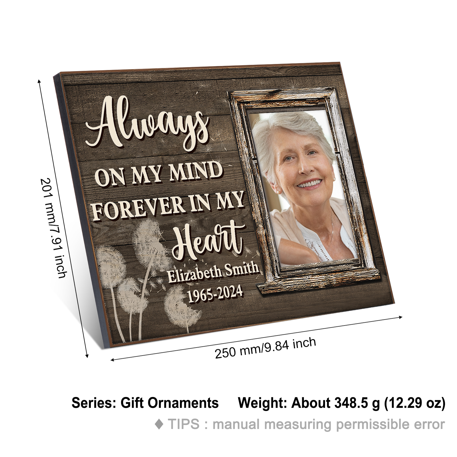 Personalized Memorial Frame with Photo, Name & Year A Lasting Tribute