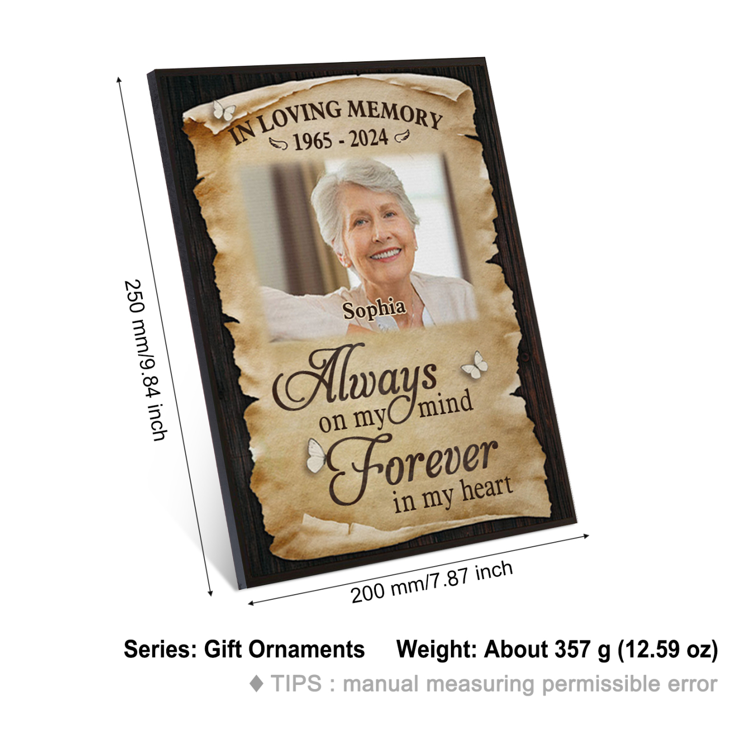 Personalized Memorial Frame with Photo, Name & Year Heartfelt Remembrance Gift