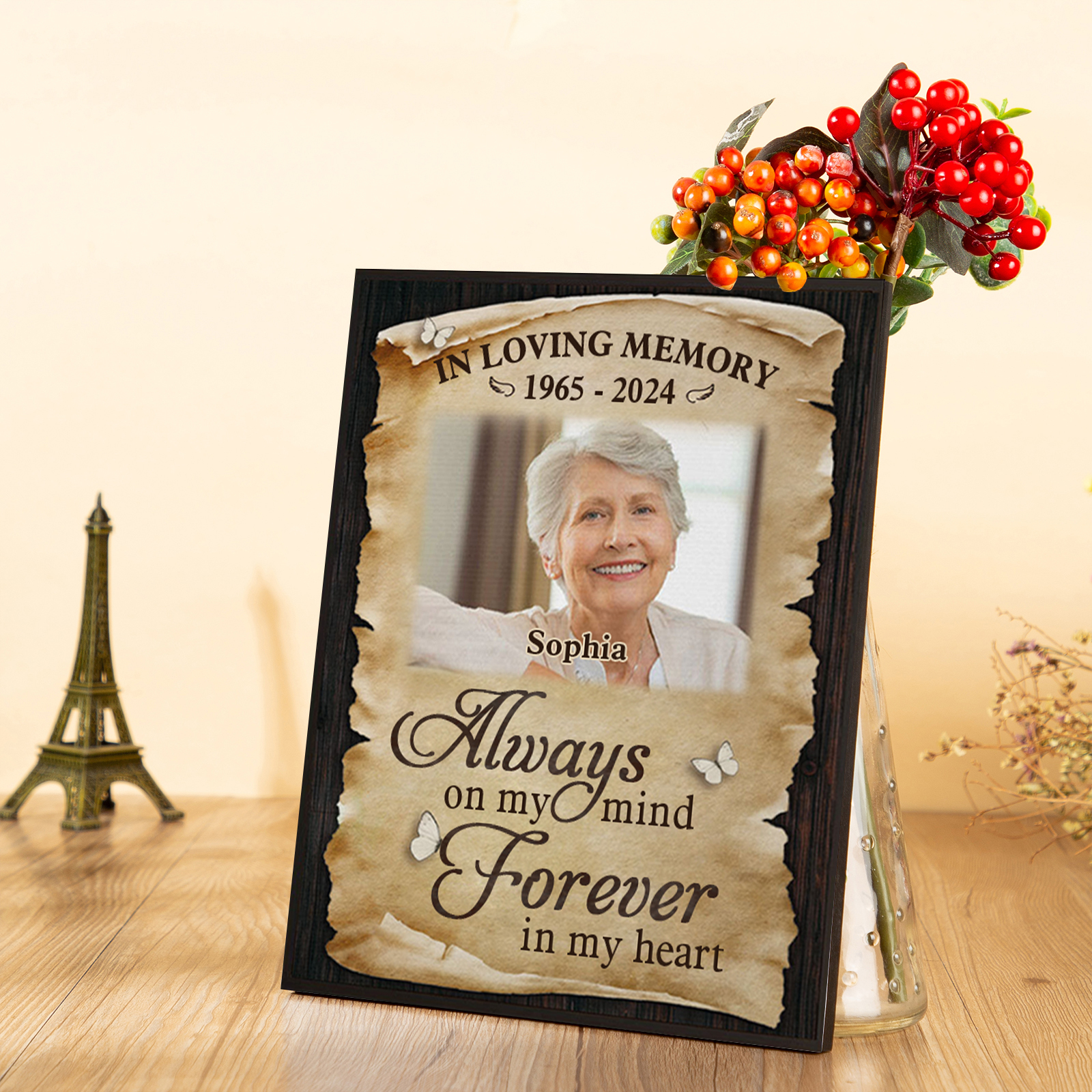Personalized Memorial Frame with Photo, Name & Year Heartfelt Remembrance Gift