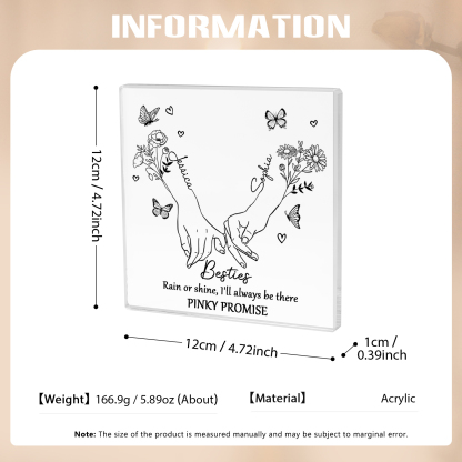 Personalized Acrylic Plaque Custom 2 Names 2 Birth Flowers Gift for Soul Sister Bestie Friend