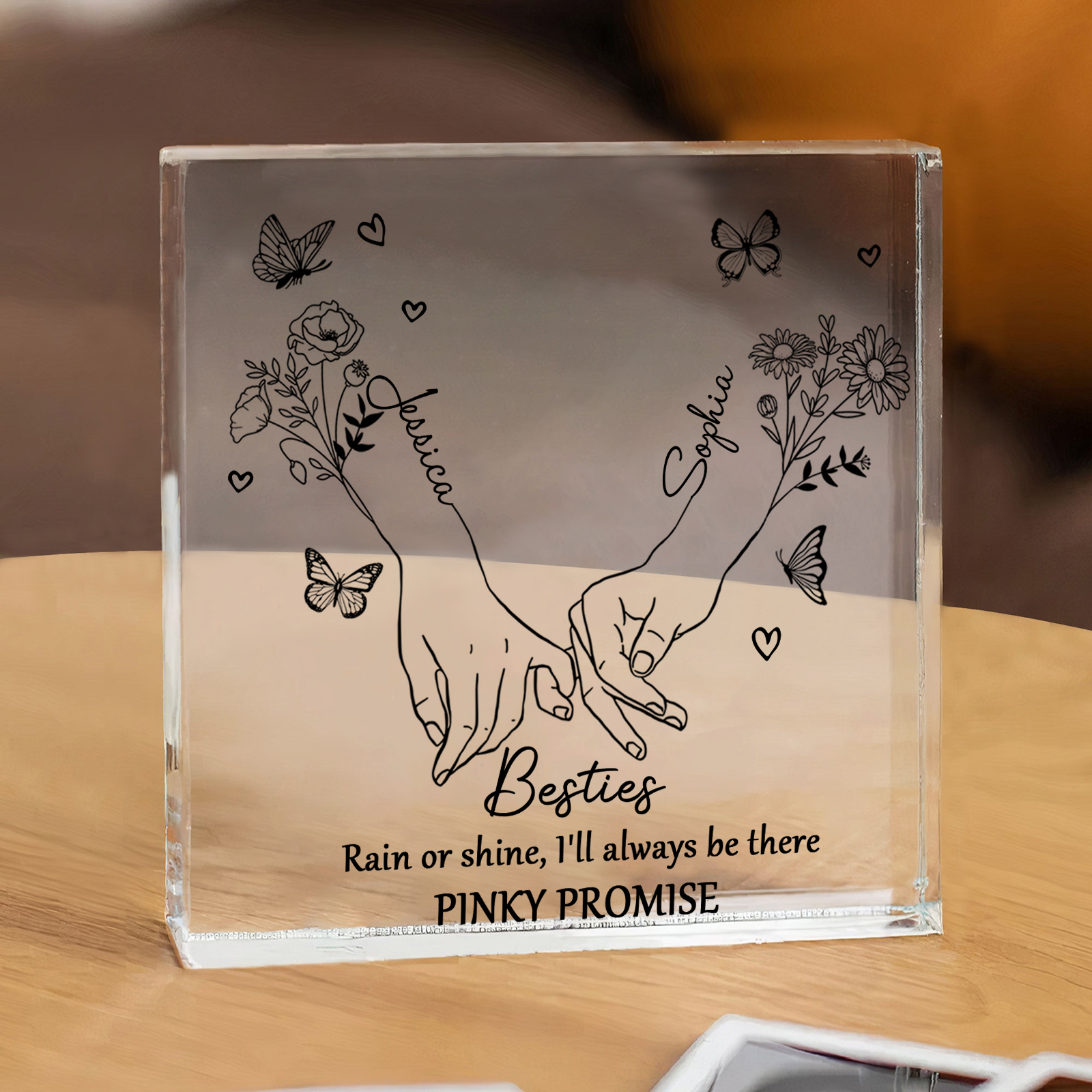 Personalized Acrylic Plaque Custom 2 Names 2 Birth Flowers Gift for Soul Sister Bestie Friend