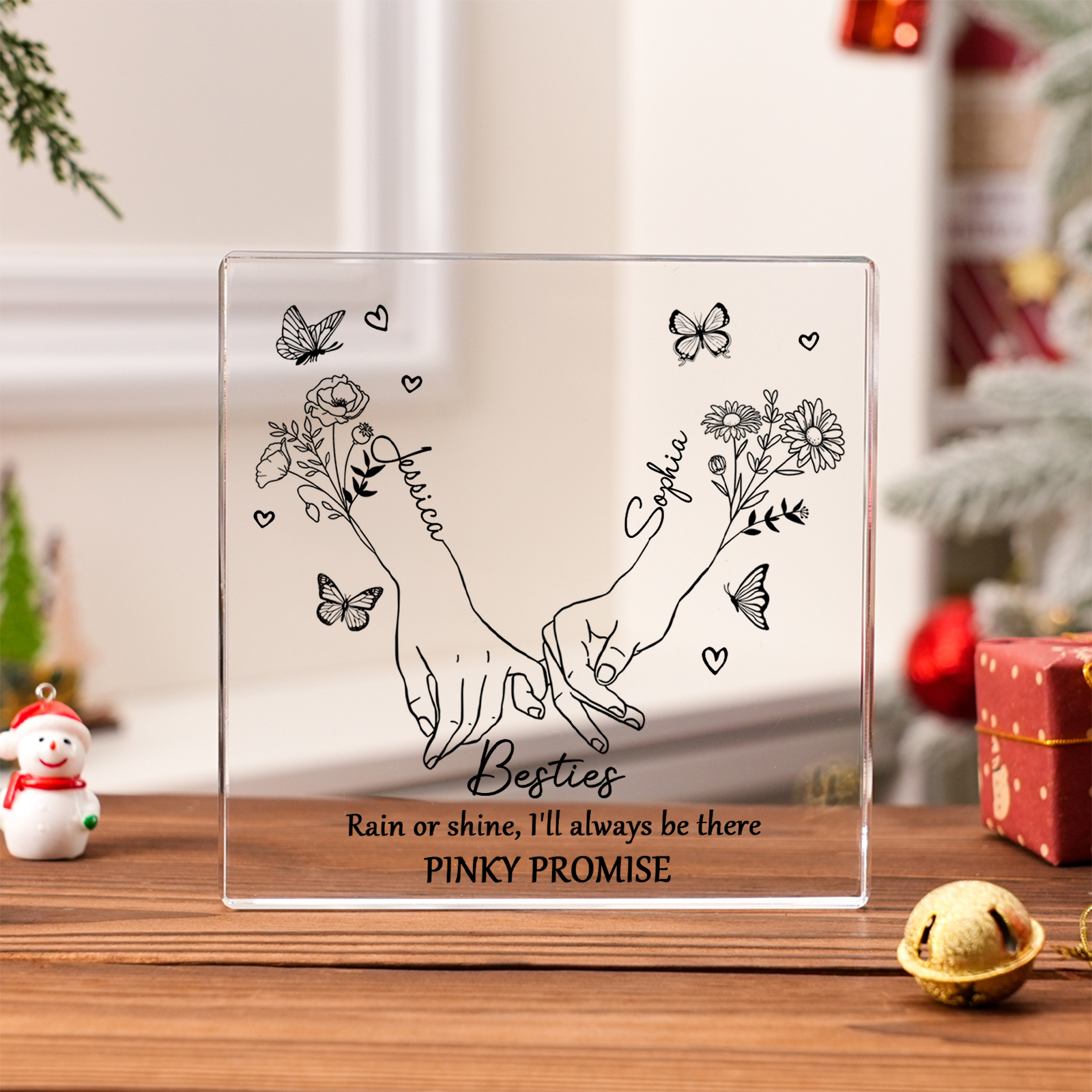 Personalized Acrylic Plaque Custom 2 Names 2 Birth Flowers Gift for Soul Sister Bestie Friend