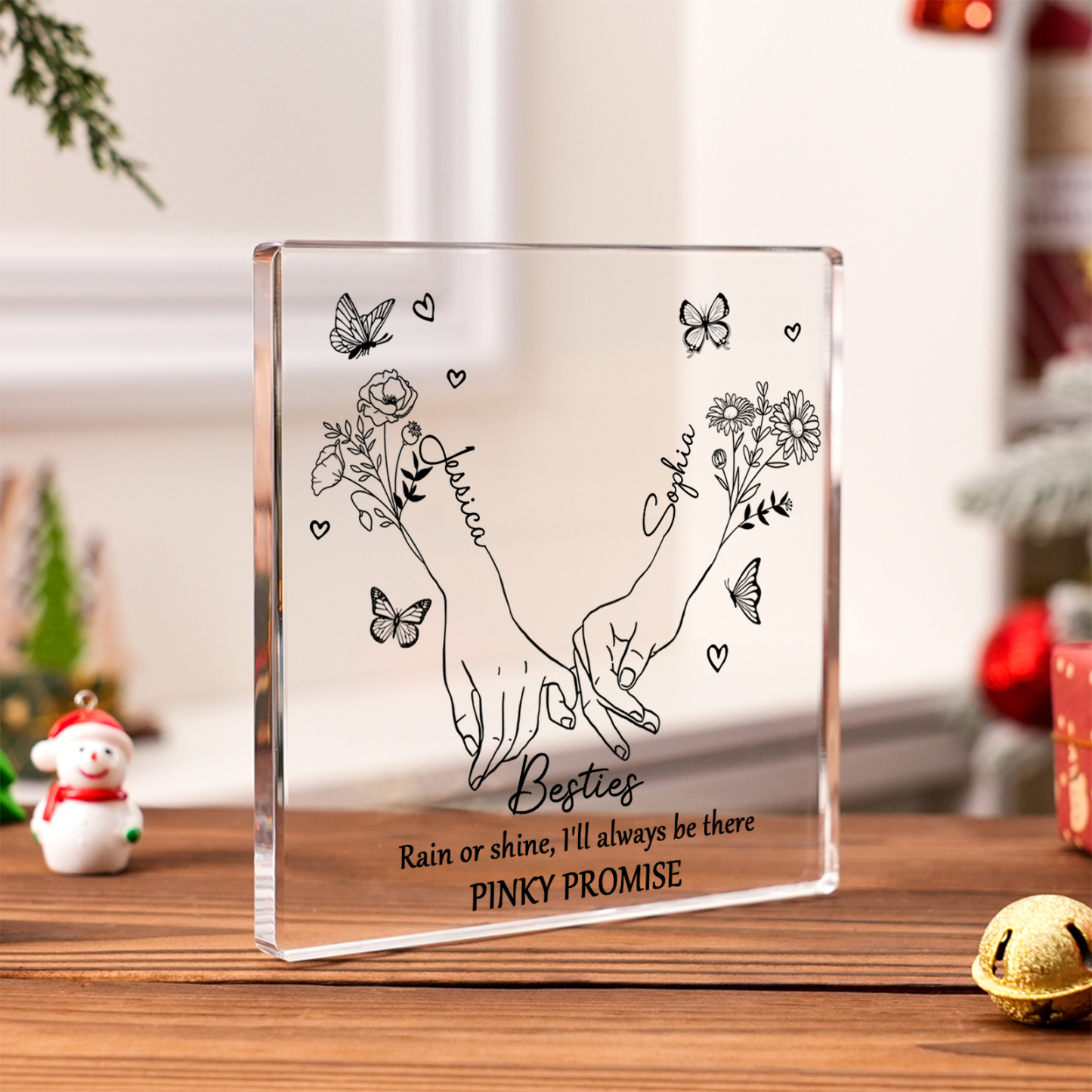 Personalized Acrylic Plaque Custom 2 Names 2 Birth Flowers Gift for Soul Sister Bestie Friend