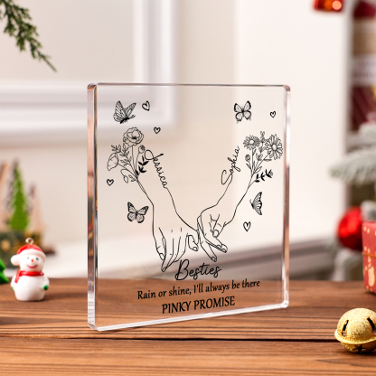Personalized Acrylic Plaque Custom 2 Names 2 Birth Flowers Gift for Soul Sister Bestie Friend