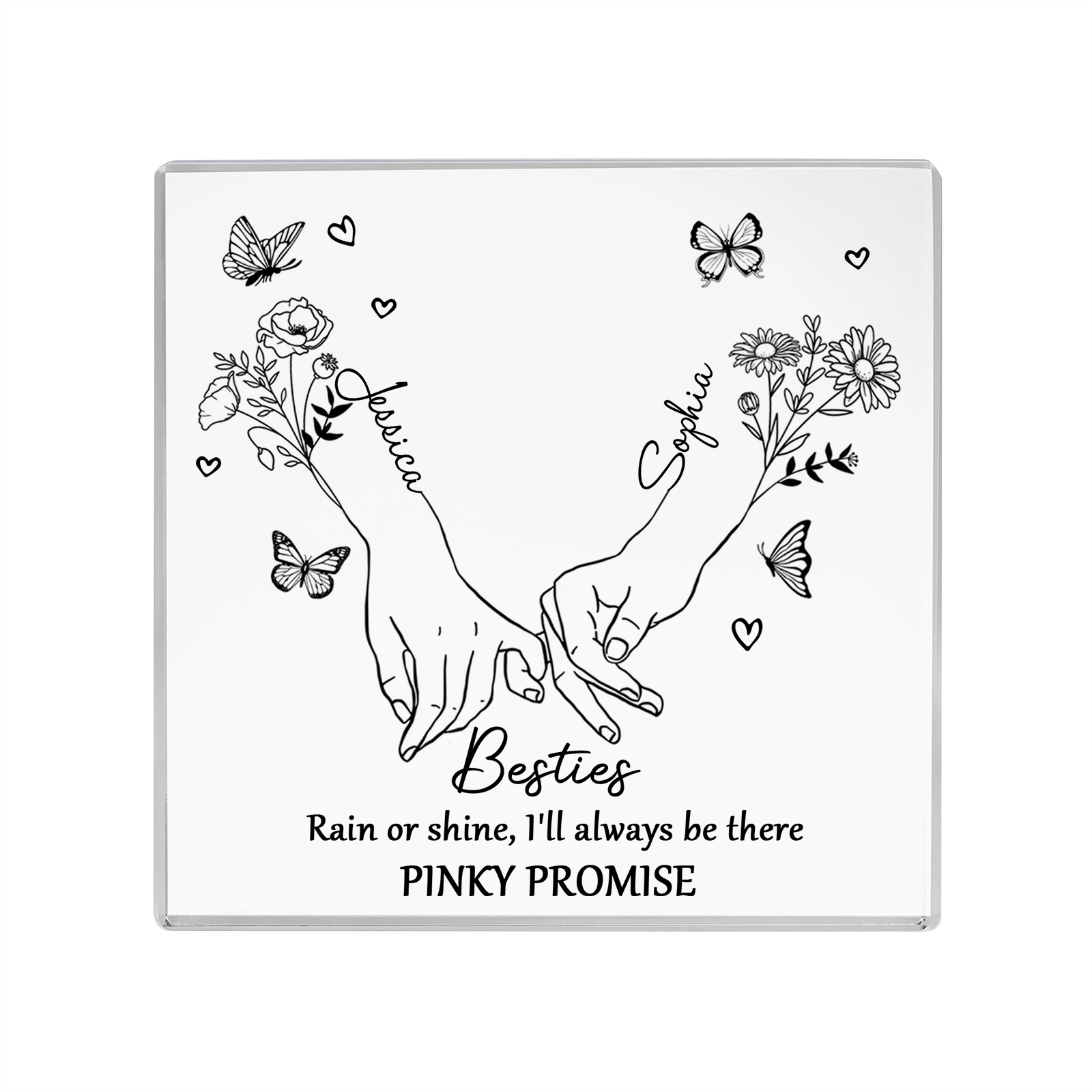 Personalized Acrylic Plaque Custom 2 Names 2 Birth Flowers Gift for Soul Sister Bestie Friend