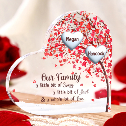 Family Tree Personalized Heart Acrylic Plaque with Custom 1-10 Names Heartfelt Gift