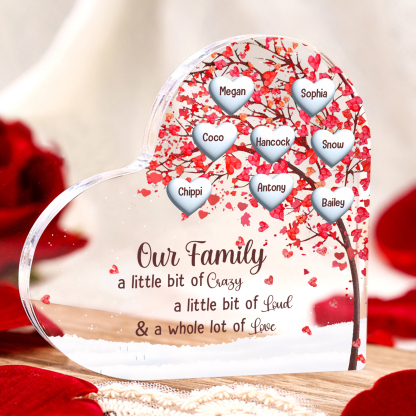Family Tree Personalized Heart Acrylic Plaque with Custom 1-10 Names Heartfelt Gift