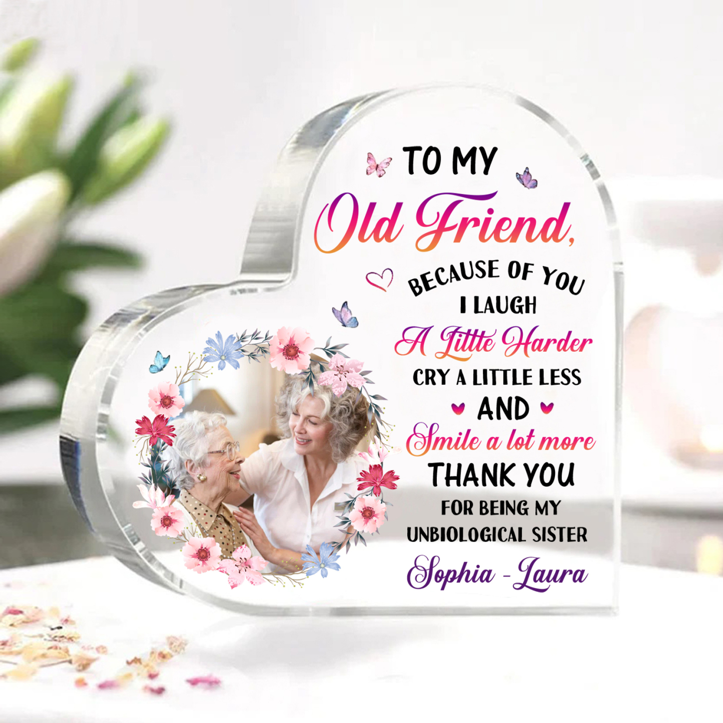 To My Old Friend Personalized Memorial Heart Plaque A Lasting Tribute to Friendship and Family