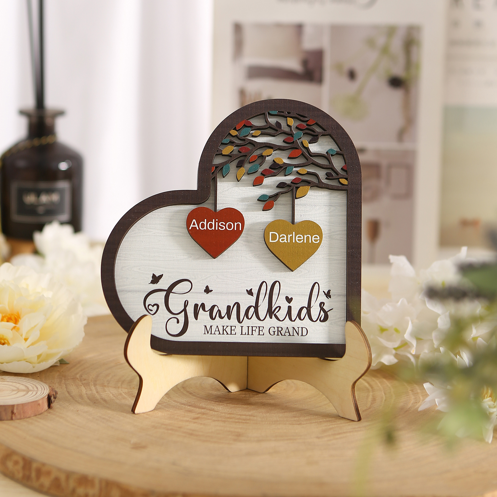 Personalized Heart Shaped Grandparents Plaque with Custom 2 Names and Text