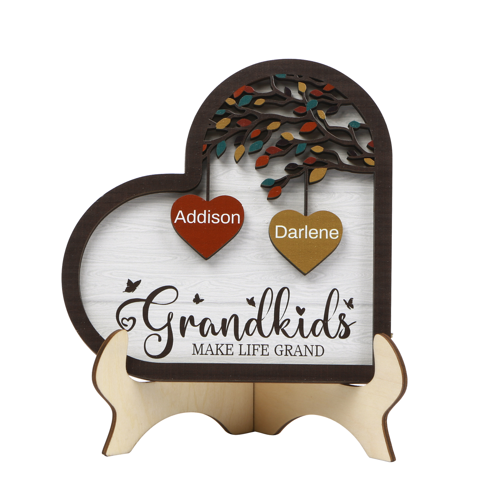 Personalized Heart Shaped Grandparents Plaque with Custom 2 Names and Text