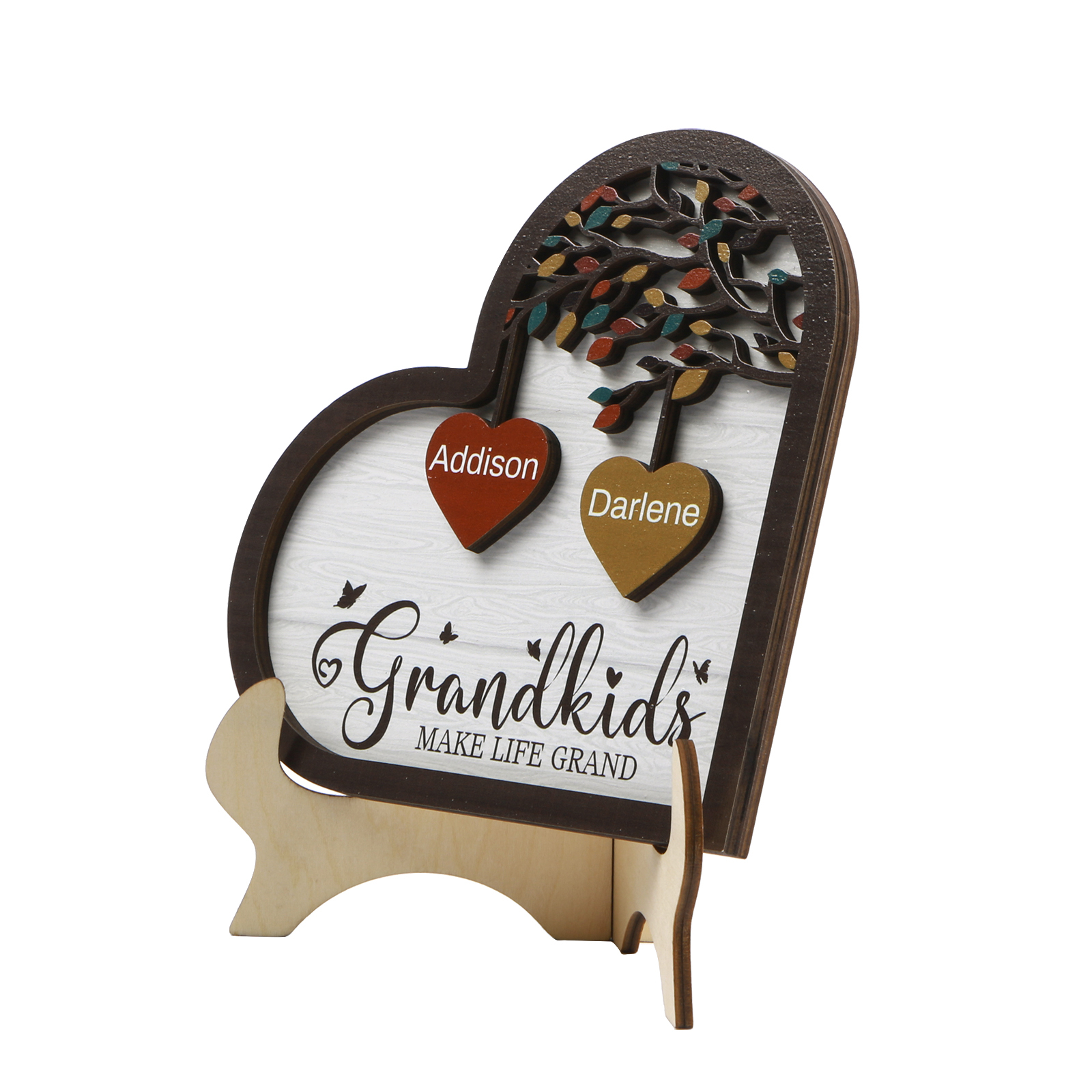 Personalized Heart Shaped Grandparents Plaque with Custom 2 Names and Text