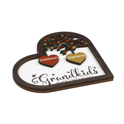Personalized Heart Shaped Grandparents Plaque with Custom 2 Names and Text
