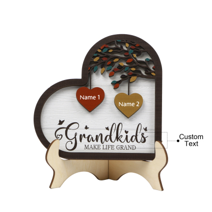 Personalized Heart Shaped Grandparents Plaque with Custom 2 Names and Text