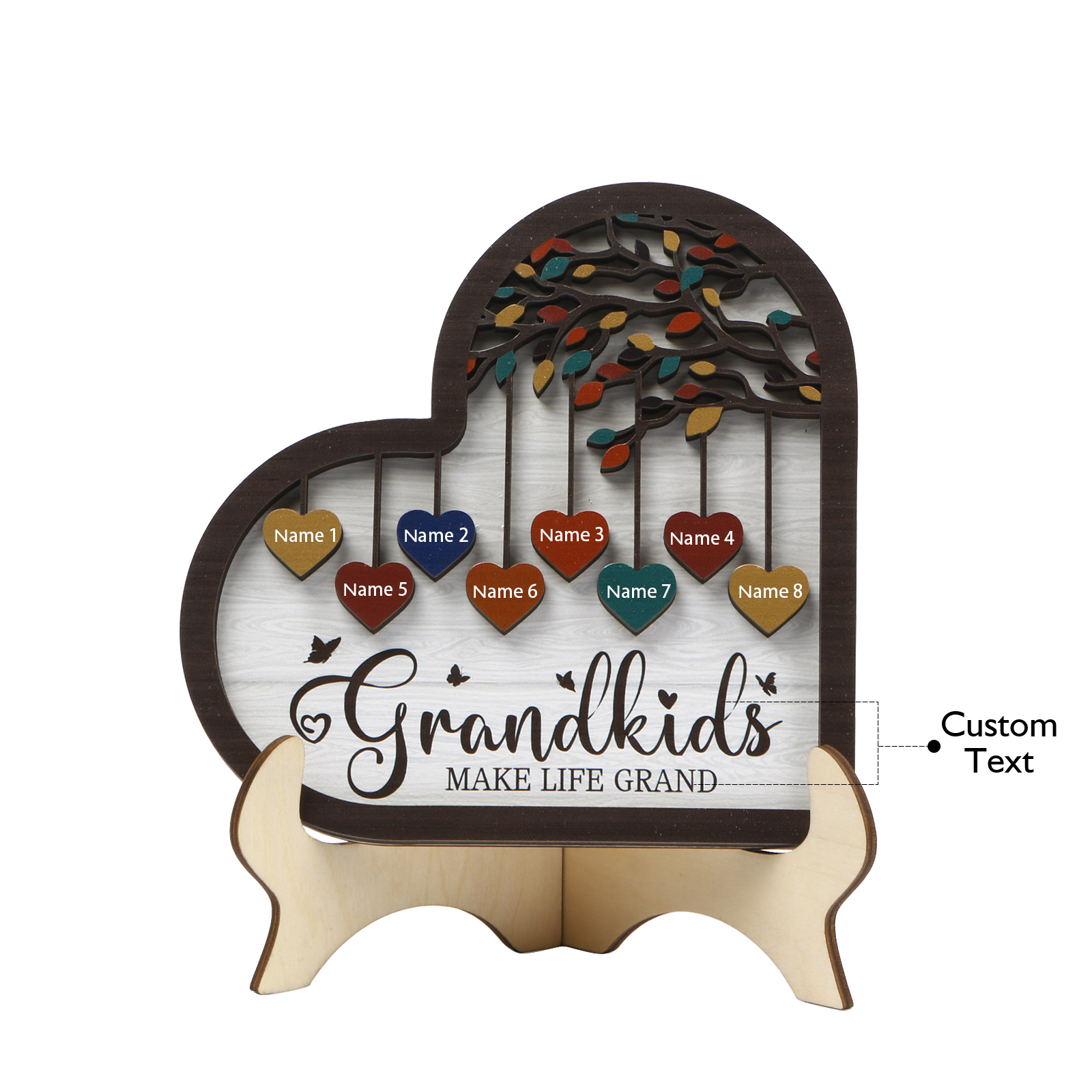 Personalized Heart Shaped Grandparents Plaque with Custom 2-10 Names and Text