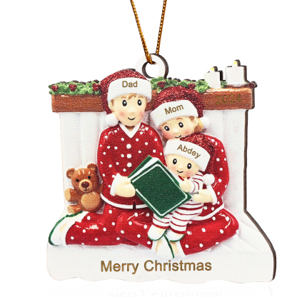Personalized Christmas Pajama Ornament Custom 3-6 Names & Year Family Gift