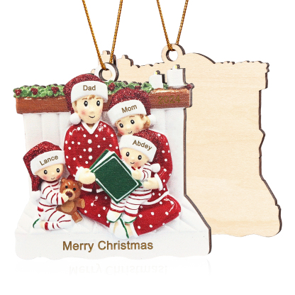 Personalized Christmas Pajama Ornament Custom 4 Names & Year Family Gift