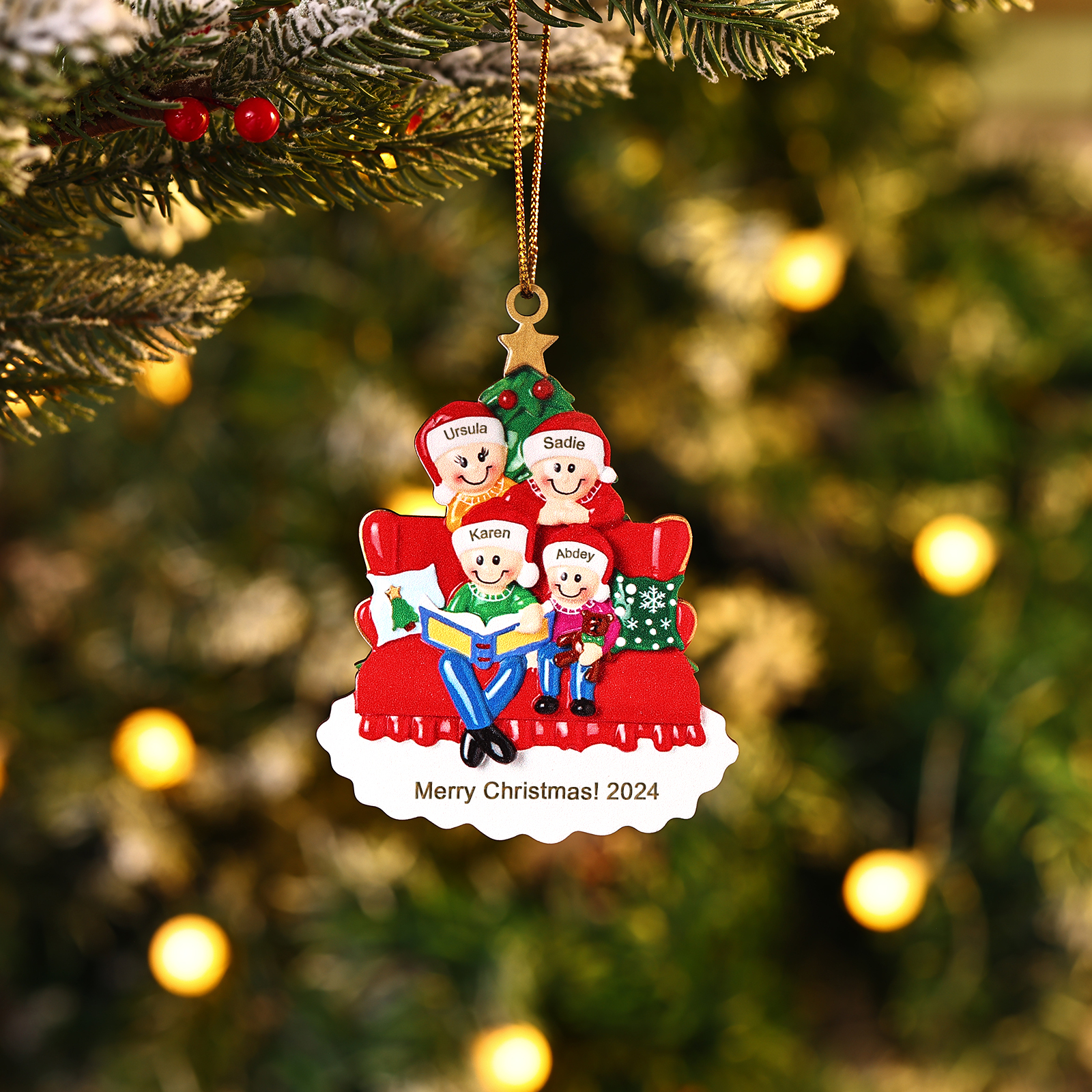 Personalized Christmas Ornament with 4 Names & Year A Heartwarming Gift for Family