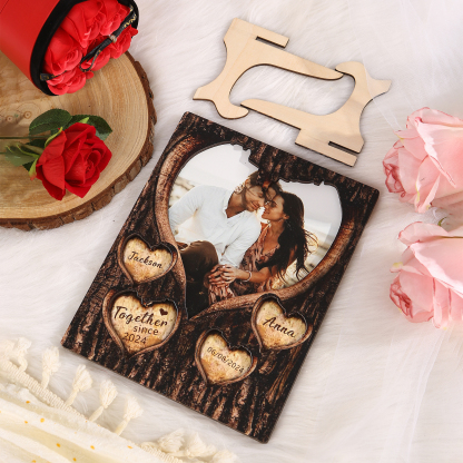 Personalized Wooden Plaque with 2 Names 1 Photo Date & Year A Heartfelt Gift for Couples