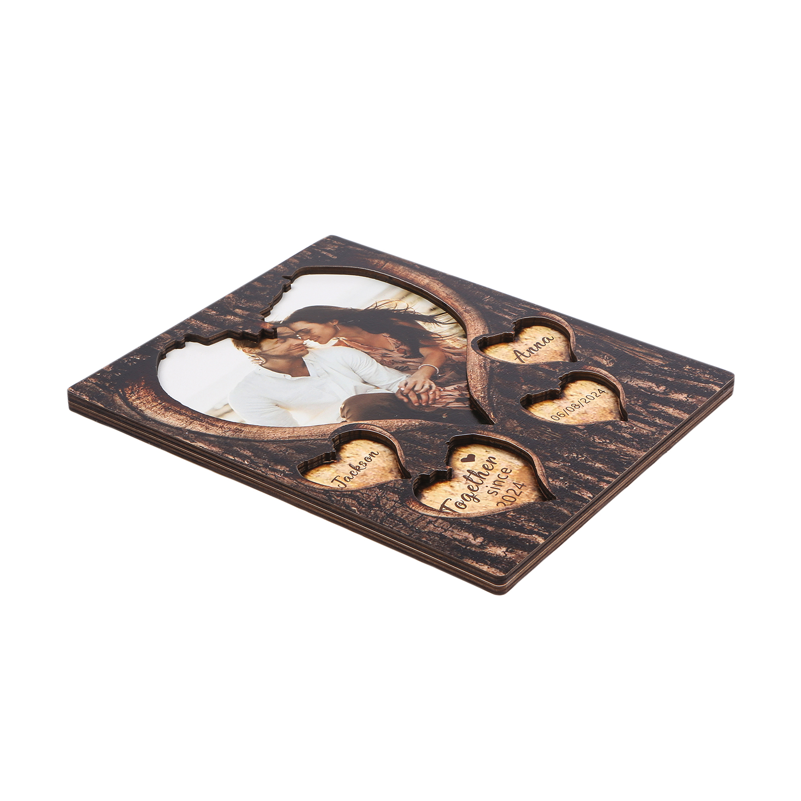 Personalized Wooden Plaque with 2 Names 1 Photo Date & Year A Heartfelt Gift for Couples