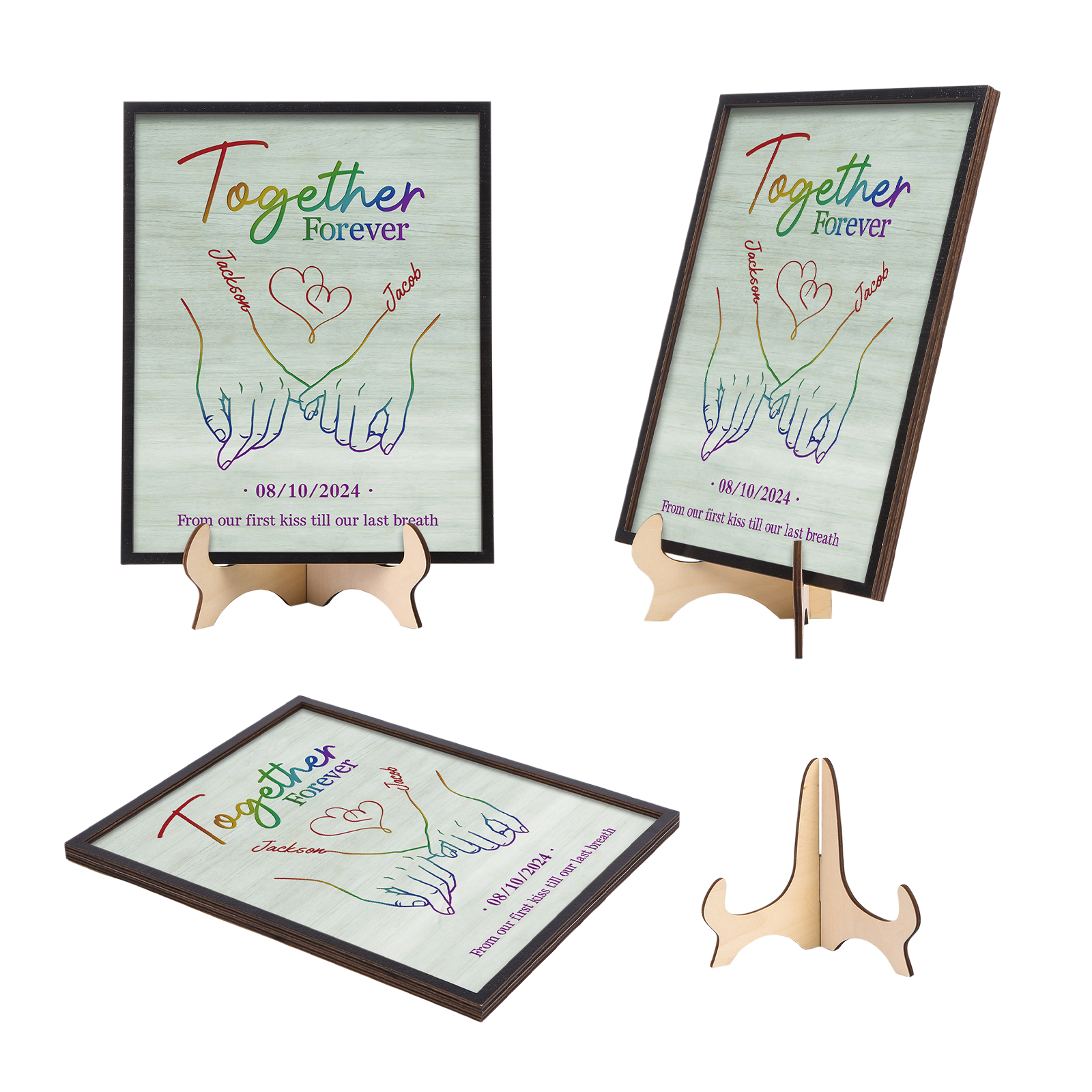 Personalized Wooden Plaque with 2 Names 1 Date & Heartfelt Text  A Unique Keepsake for Couples