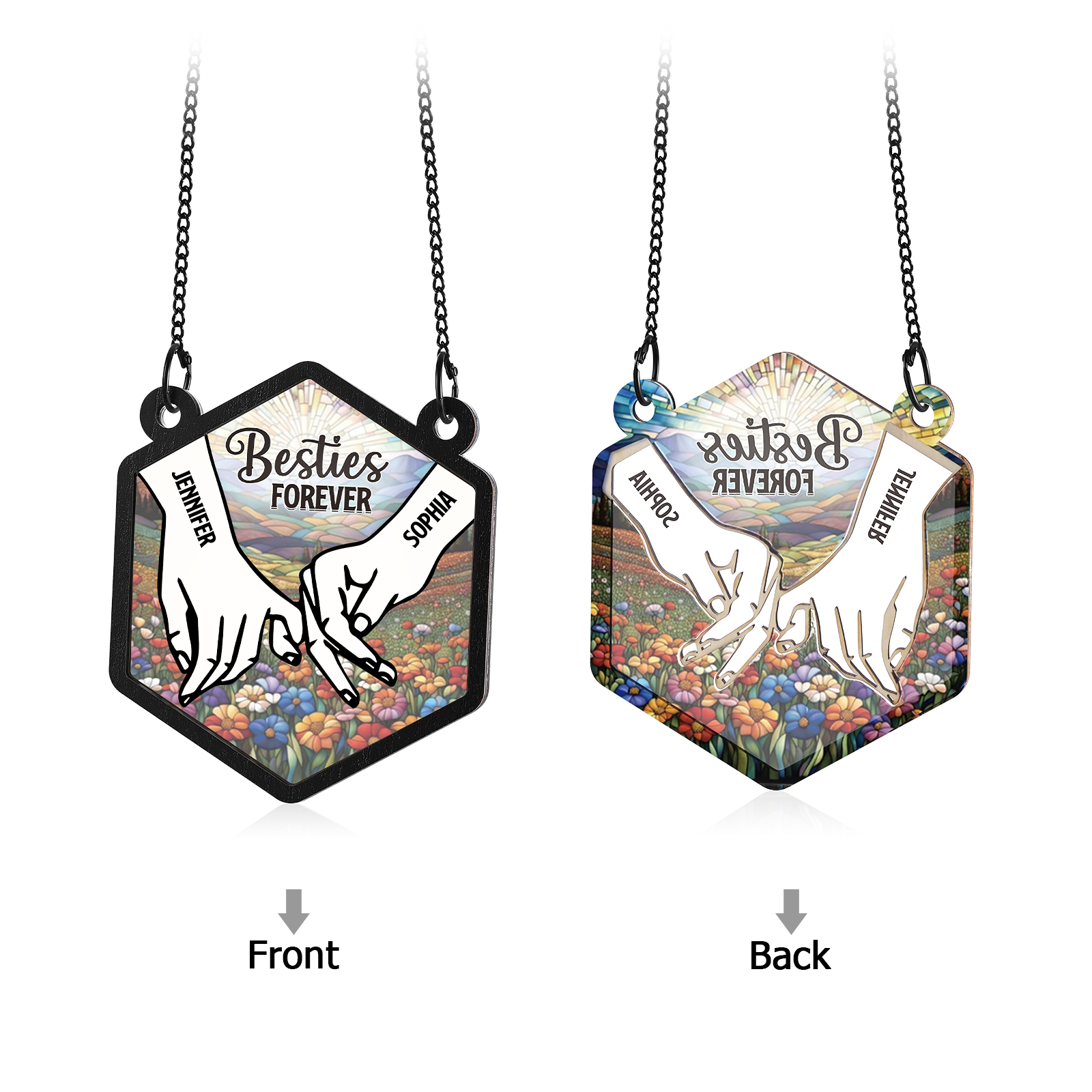 Personalized Sun Catcher for Couples with 2 Names Pinky Promise Design Romantic Light Catcher for Valentine's Day