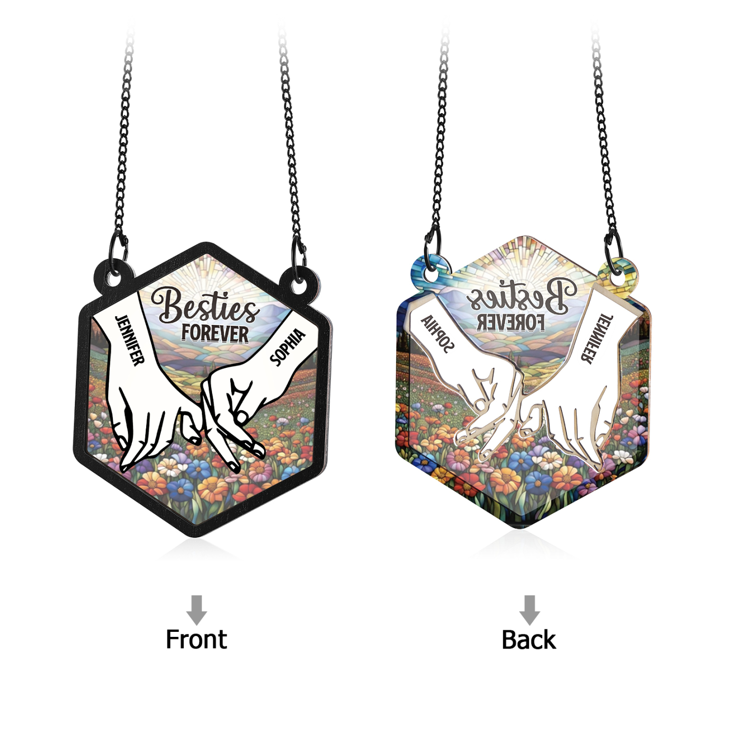 Personalized Sun Catcher for Couples with 2 Names Pinky Promise Design Romantic Light Catcher for Valentine's Day