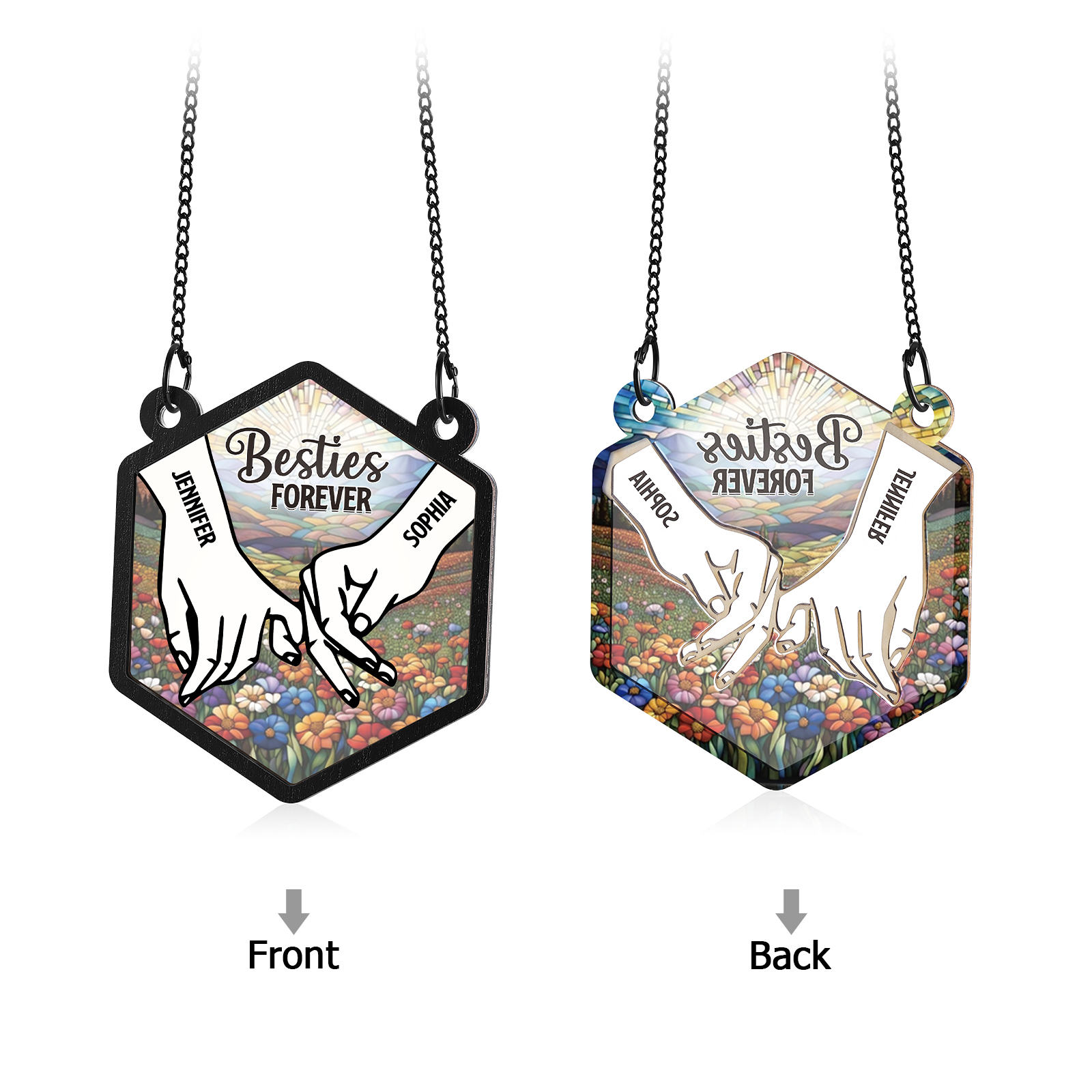 Personalized Sun Catcher for Couples with 2 Names Pinky Promise Design Romantic Light Catcher for Valentine's Day