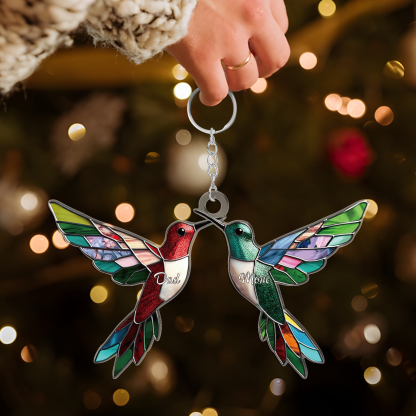 Personalized Hummingbird Family Christmas Ornament Custom 2 Names Gift