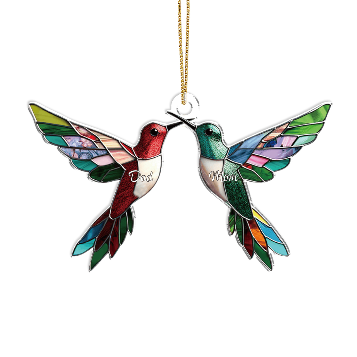 Personalized Hummingbird Family Christmas Ornament Custom 2 Names Gift