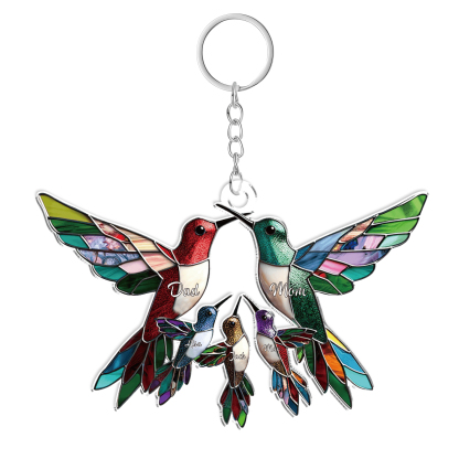 Personalized Hummingbird Family Christmas Ornament Custom 5 Names Gift