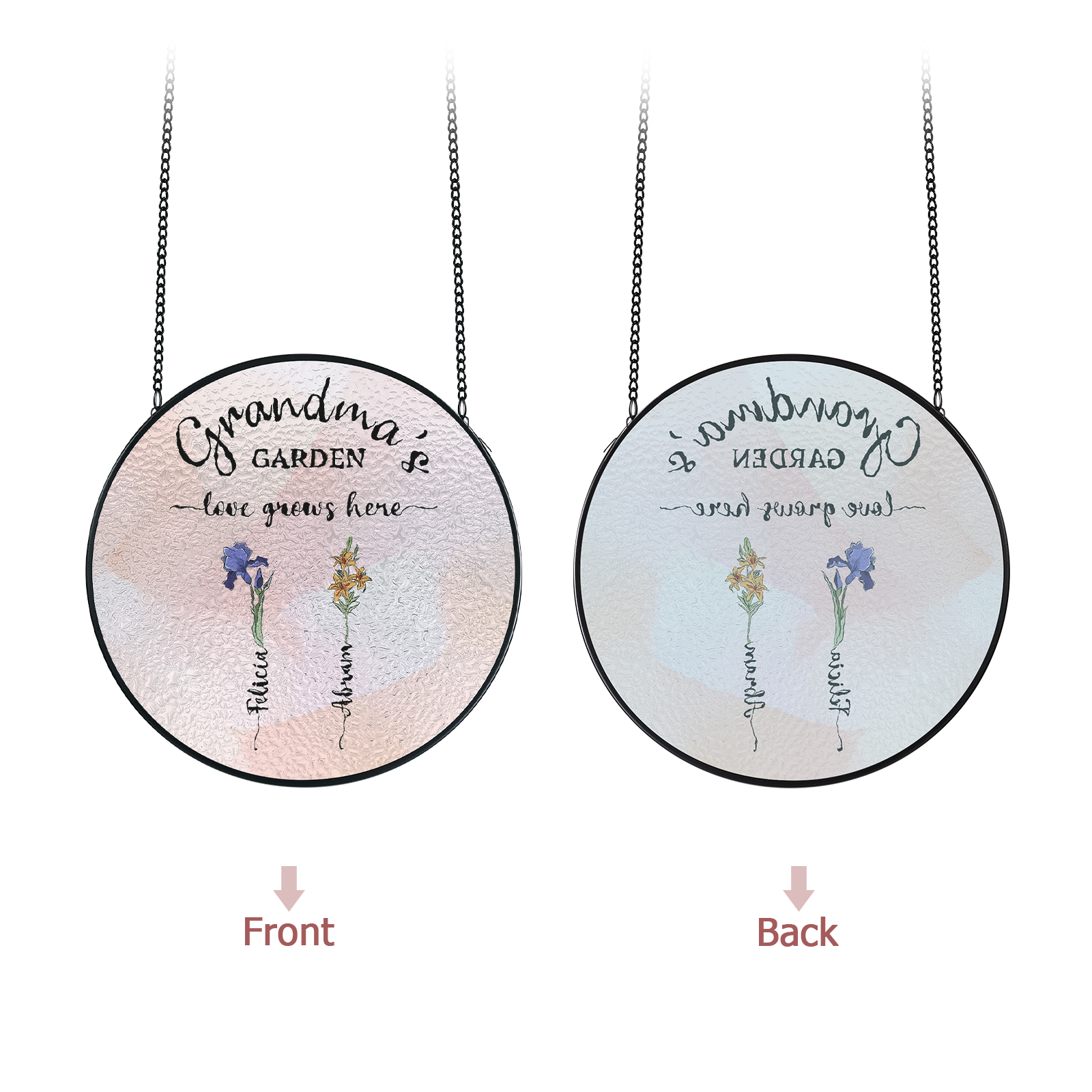 Personalized Garden Birthflower Suncatcher for Family with 2-6 Birthflowers Names
