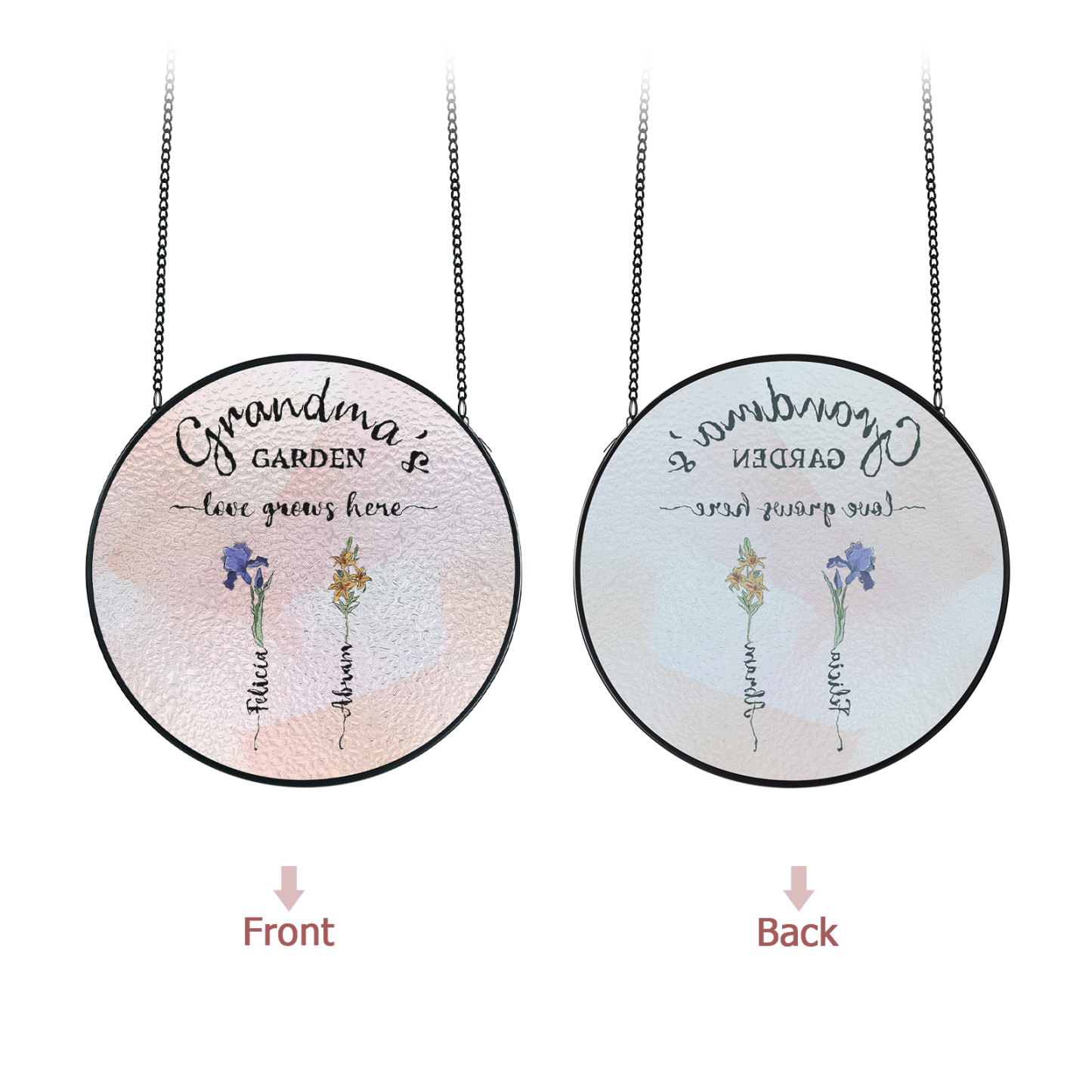 Personalized Garden Birthflower Suncatcher for Family with 2-6 Birthflowers Names