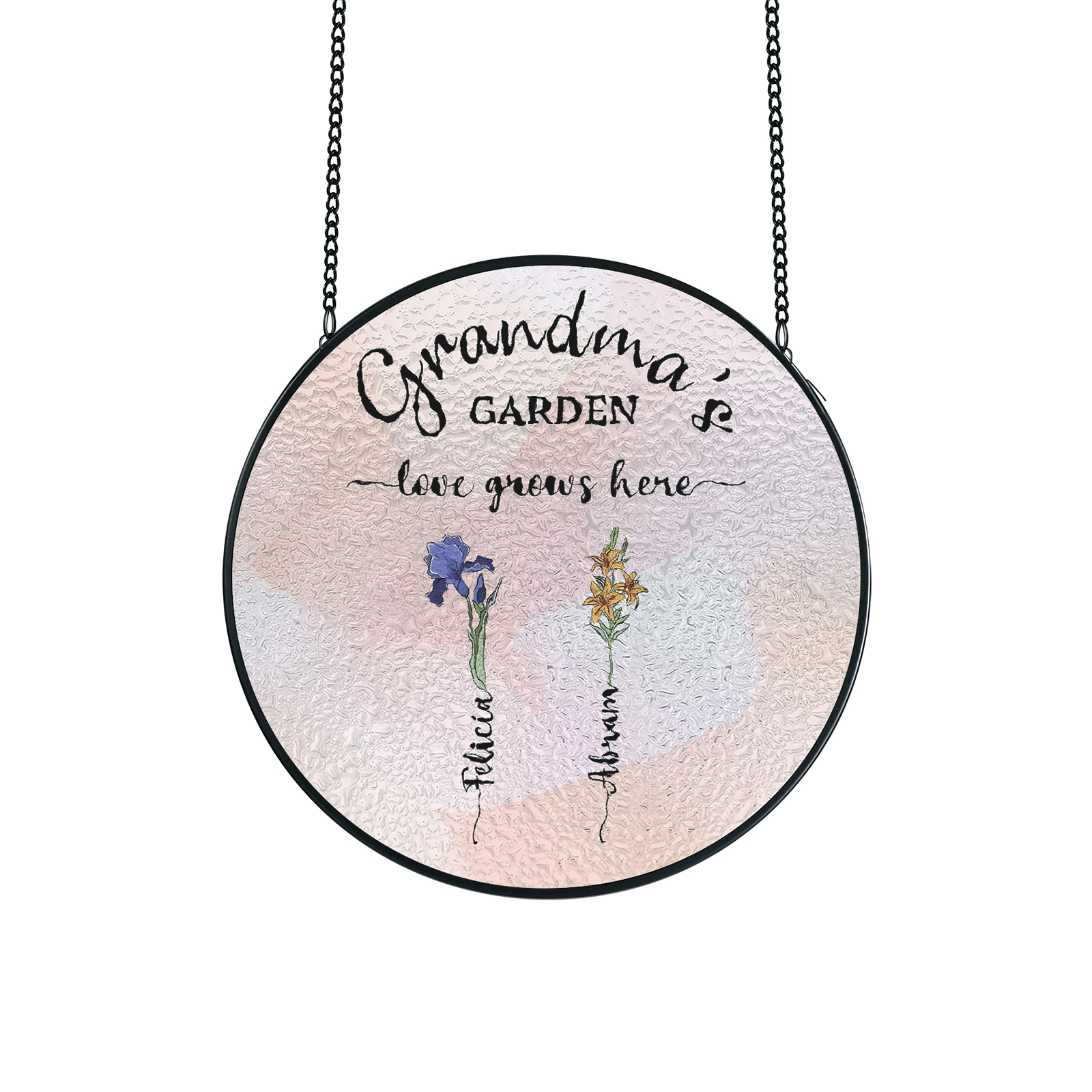 Personalized Garden Birthflower Suncatcher for Family with 2-6 Birthflowers Names