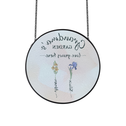 Personalized Garden Birthflower Suncatcher for Family with 2-6 Birthflowers Names