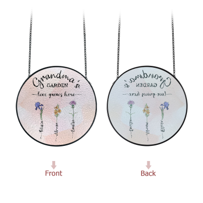 Personalized Garden Birthflower Suncatcher for Family with 2-6 Birthflowers Names