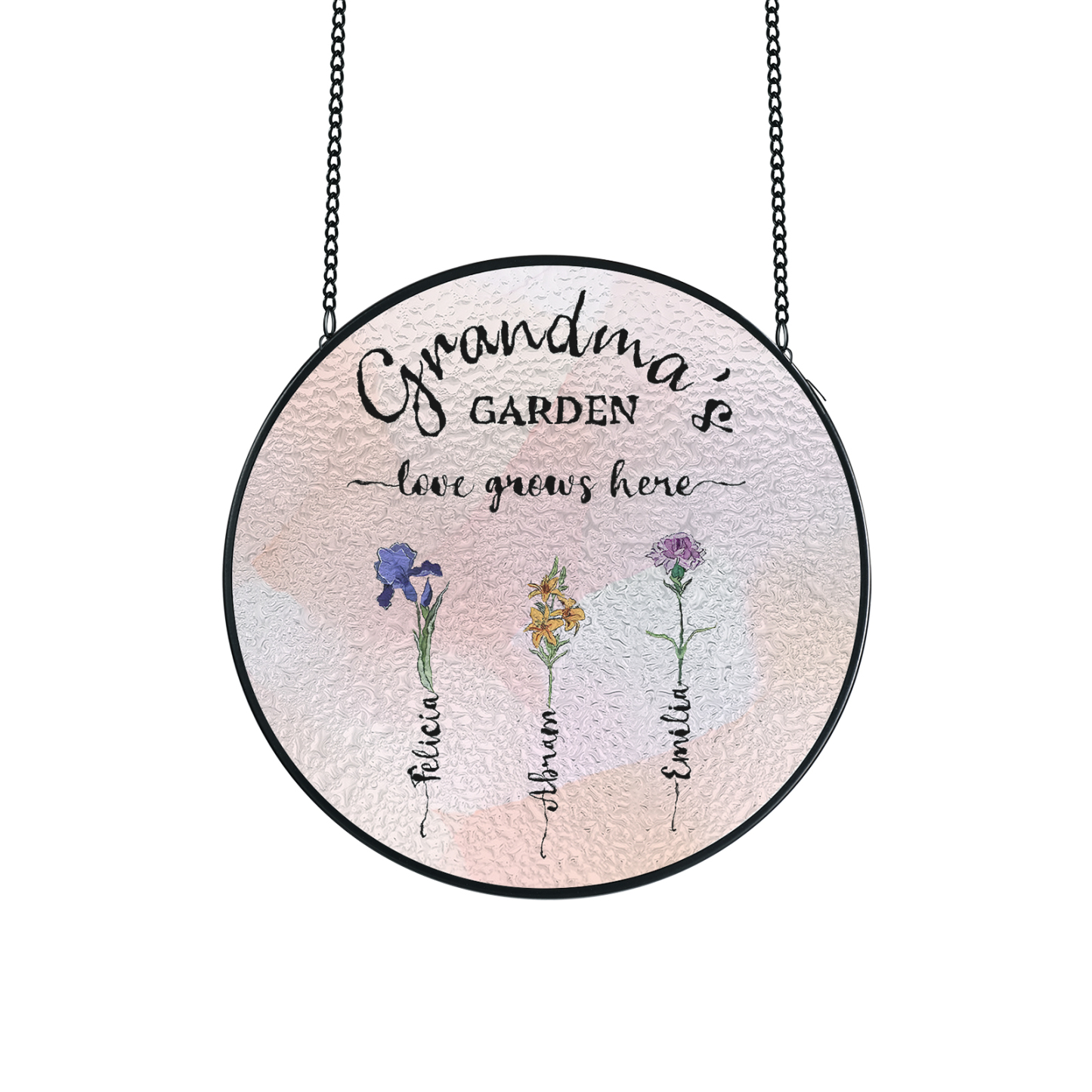 Personalized Garden Birthflower Suncatcher for Family with 2-6 Birthflowers Names