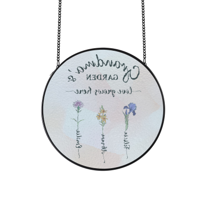 Personalized Garden Birthflower Suncatcher for Family with 2-6 Birthflowers Names