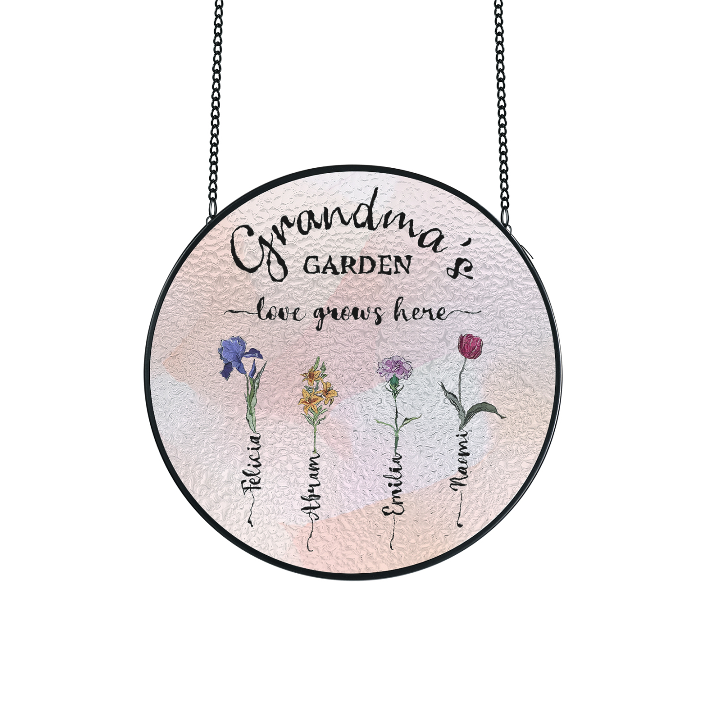 Personalized Garden Birthflower Suncatcher for Family with 2-6 Birthflowers Names